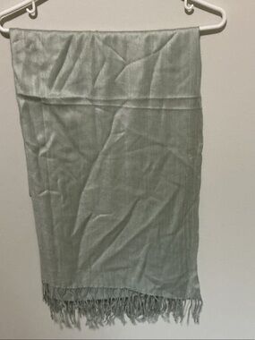 pashmina Light Sage Fringe Wrap Scarf